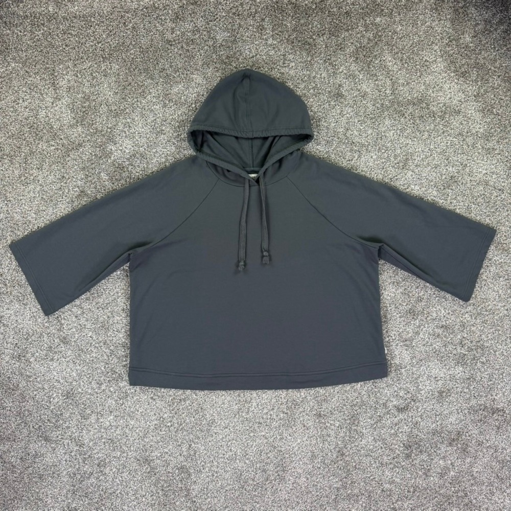 Pact Organic Cotton Cropped Wide Sleeve Hoodie Gray XXL Relaxed Fit Sweatshirt‎